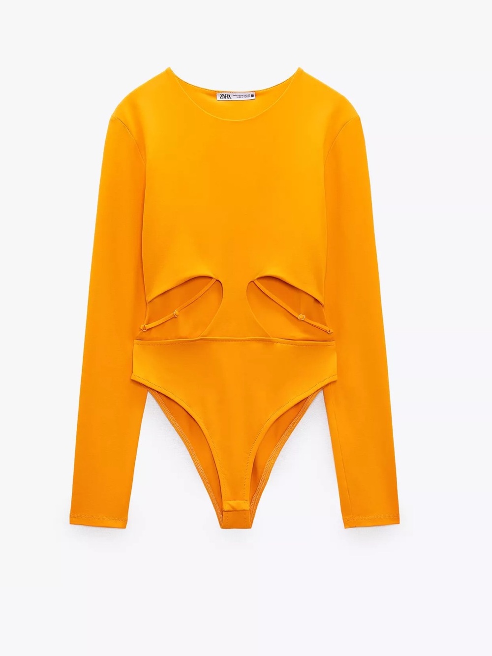 Zara Mustard Cutout Long-Sleeve Bodysuit